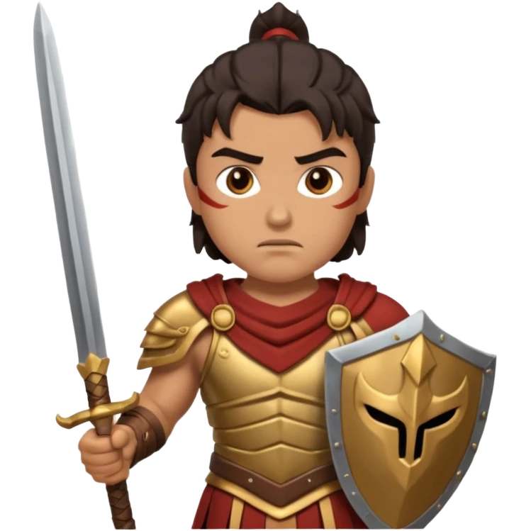 Gladiator with dark hair and dual sword emoji