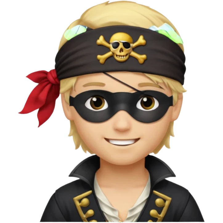 boy with blond hair that is dressed as a pirate emoji