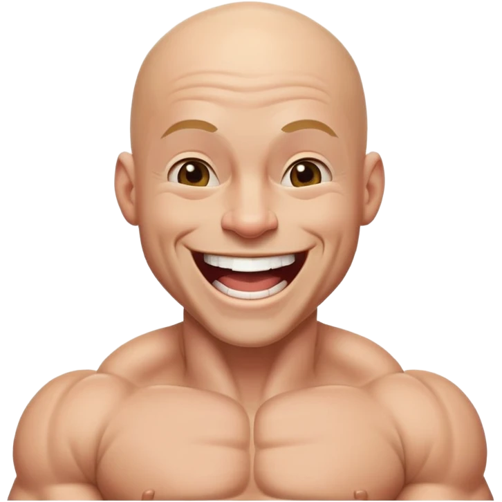 bodybuilder bald and small laughing emoji