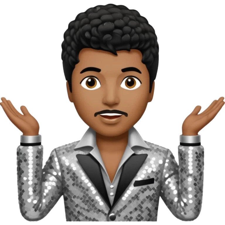 Little Richard with black hair, silver sequin outfit emoji