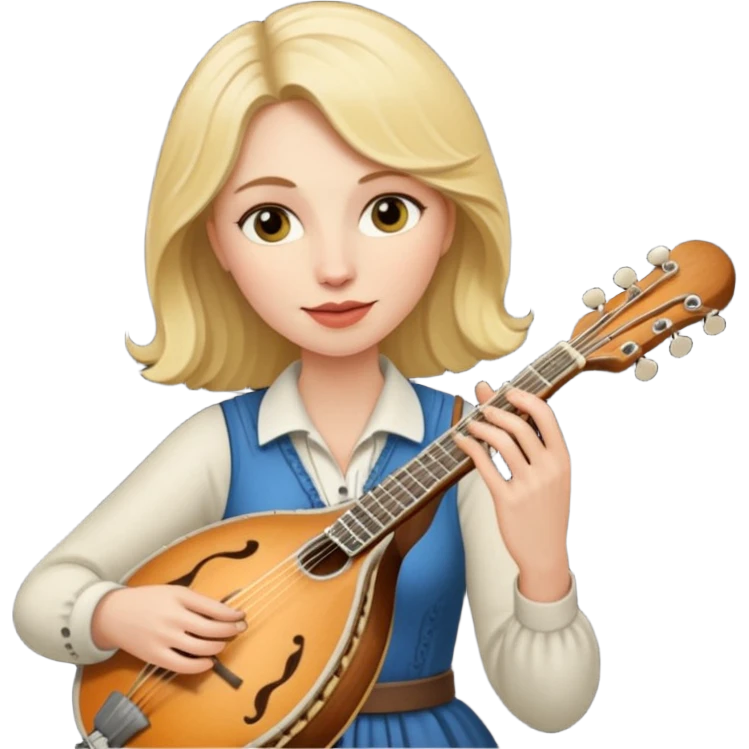 Shot blond haired woman mandolin player emoji