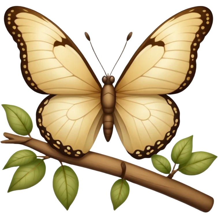 beige butterfly sits sideways emoji