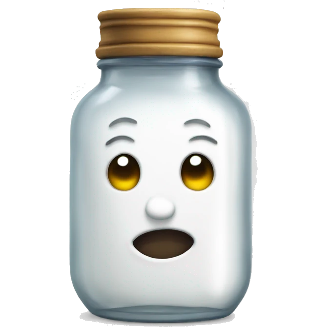 Emoji in a jar slightly filled with white liquid emoji