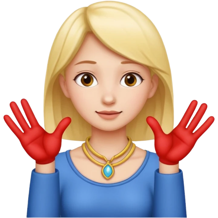 Girl putting four fingers by her neck emoji