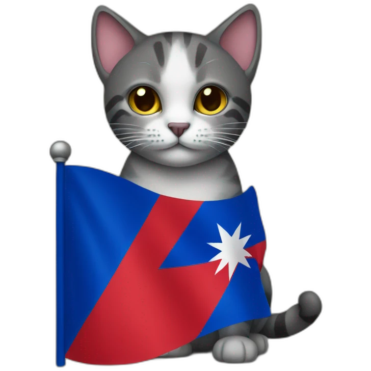 Cat holding a Haitian flag emoji