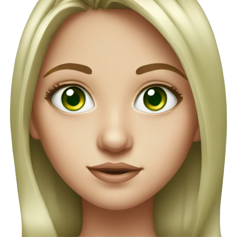 realistic portrait of girl green eyes emoji