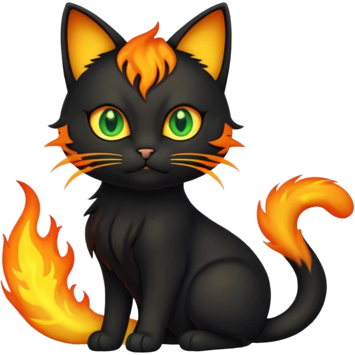 a cat with fire on the tail emoji