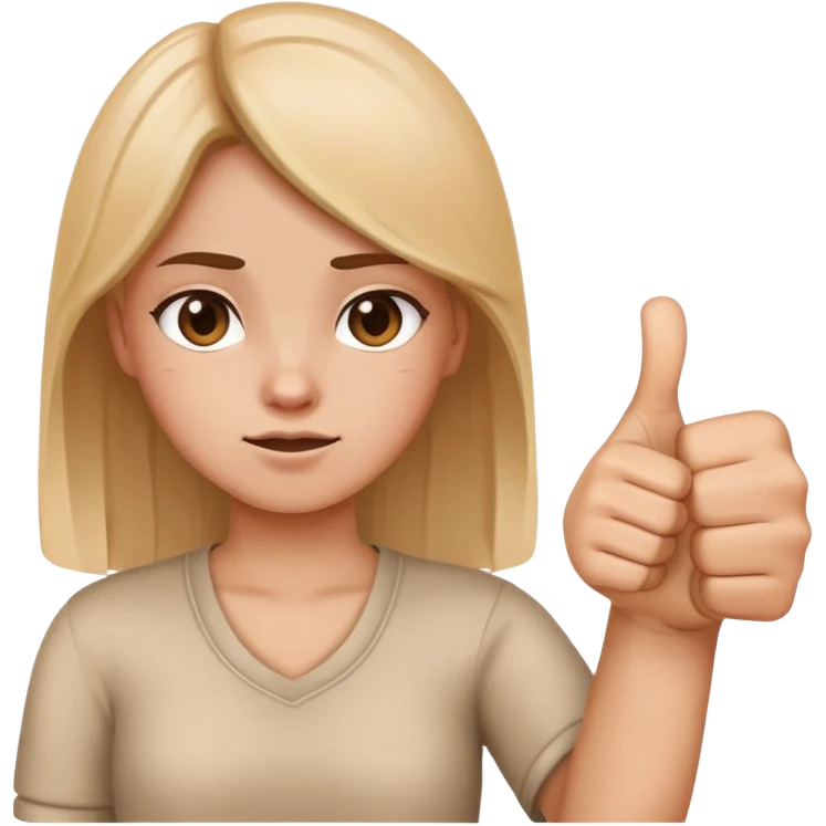 Girl with one hand giving thumbs up and the other hand giving thumbs down, showing mixed feelings emoji