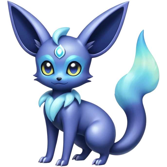 Shiny pastel futuristic cyber-Nebulae Noibat-Meowstic-Umbreon-Fakémon-hybrid-creature (full body)  emoji