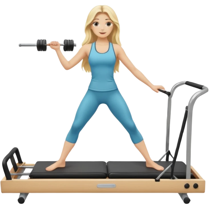 long haired blonde pilates instructor teaching reformer emoji