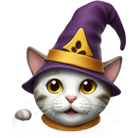 playful cat wearing a wizard hat emoji