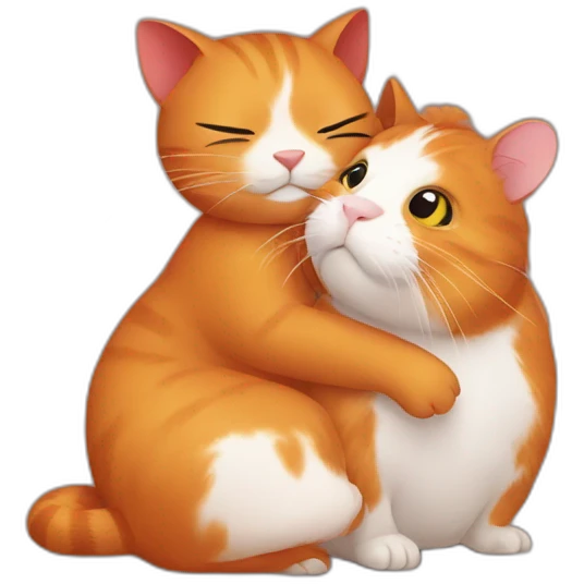red cat hugs guinea pig emoji