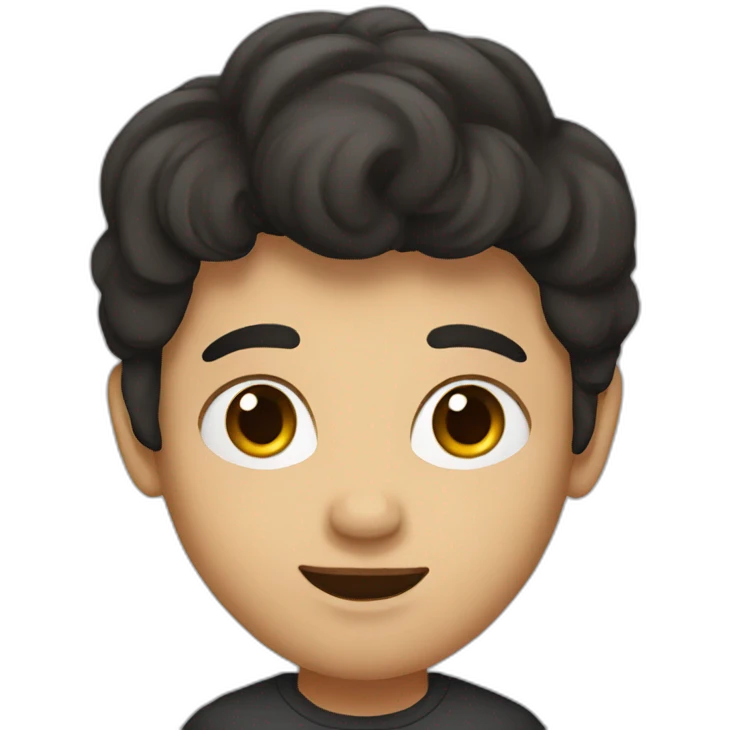face with dark hair emoji