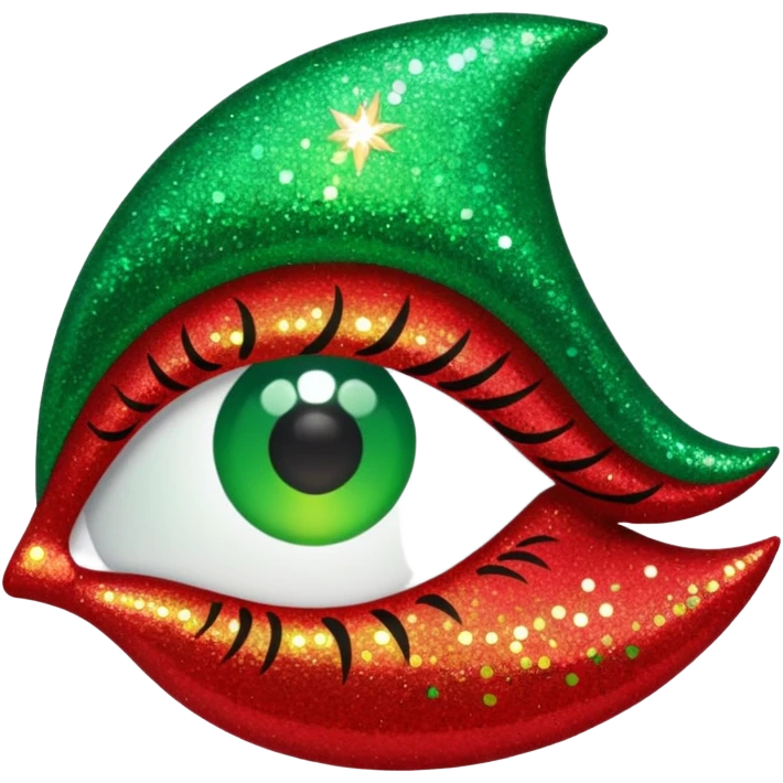 glitter red and green lupa emoji