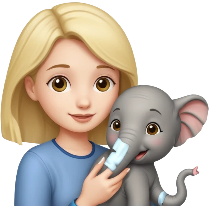 girl playing with elephant emoji