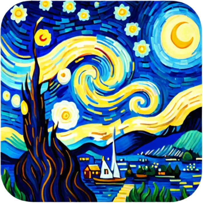 Starry night as painted by van gogh emoji