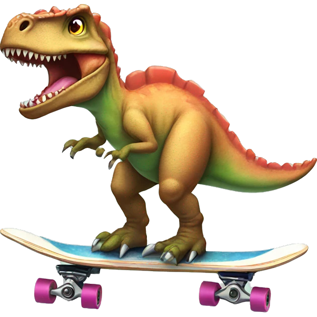 dinosaur in a tutu on a skateboard emoji