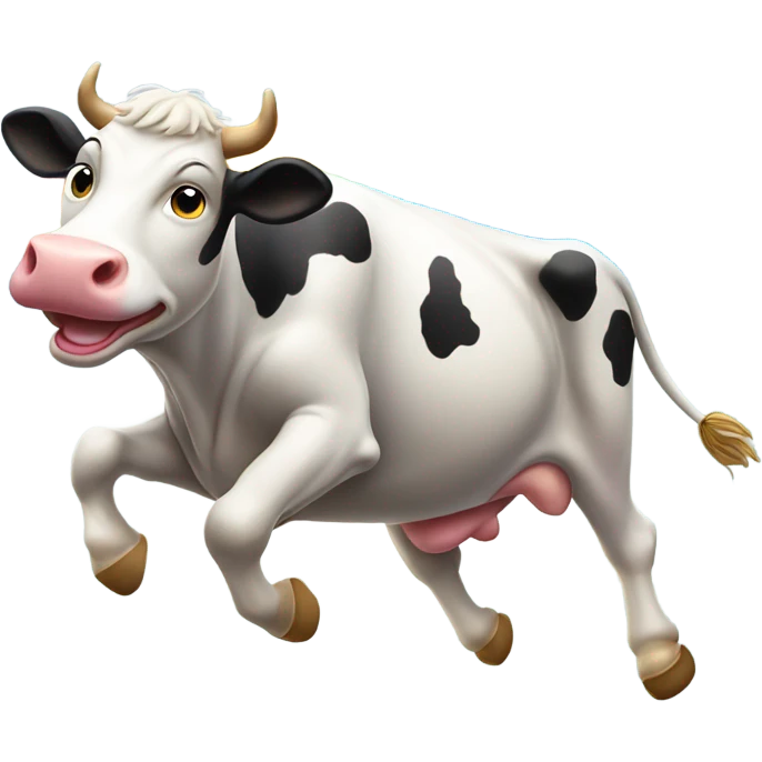 Cow jumping over a rainbow emoji