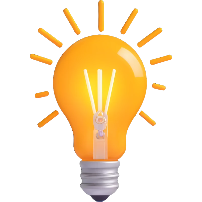 lightbulb, minimalist gear with a spark, polished look emoji