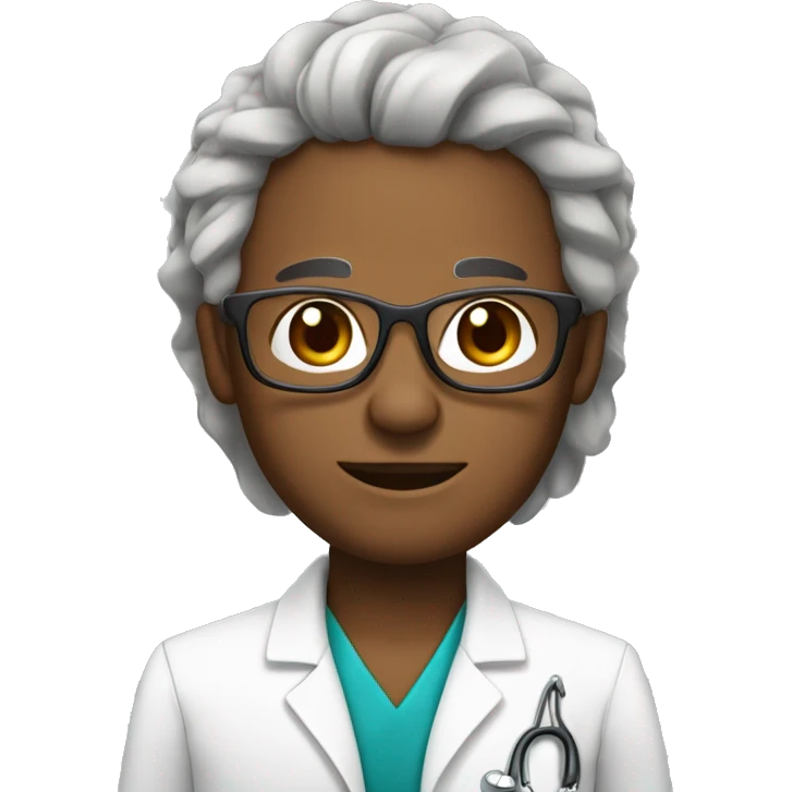 medica com óculos pele branca e cabelo castanho escuro emoji