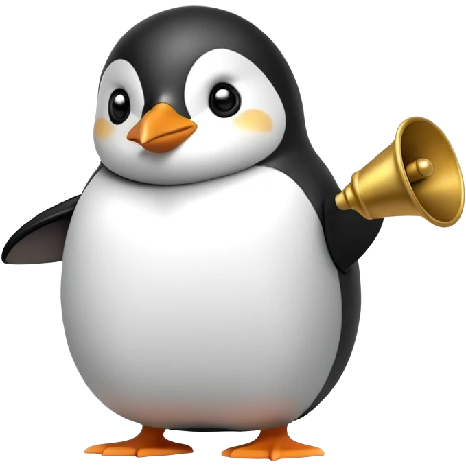 Penguin ringing bell vigorously emoji
