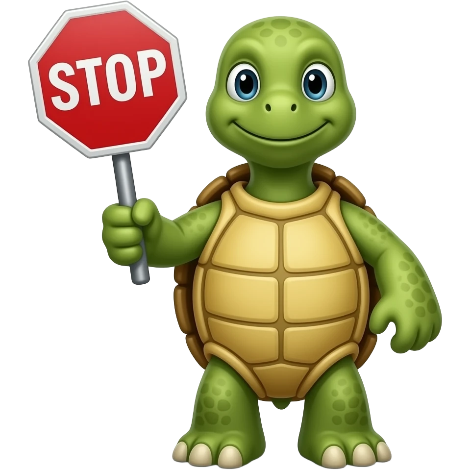old ass turtle holding a stop sign emoji