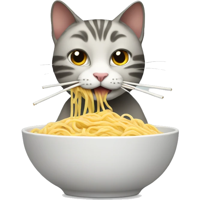 Cat eating noodles emoji
