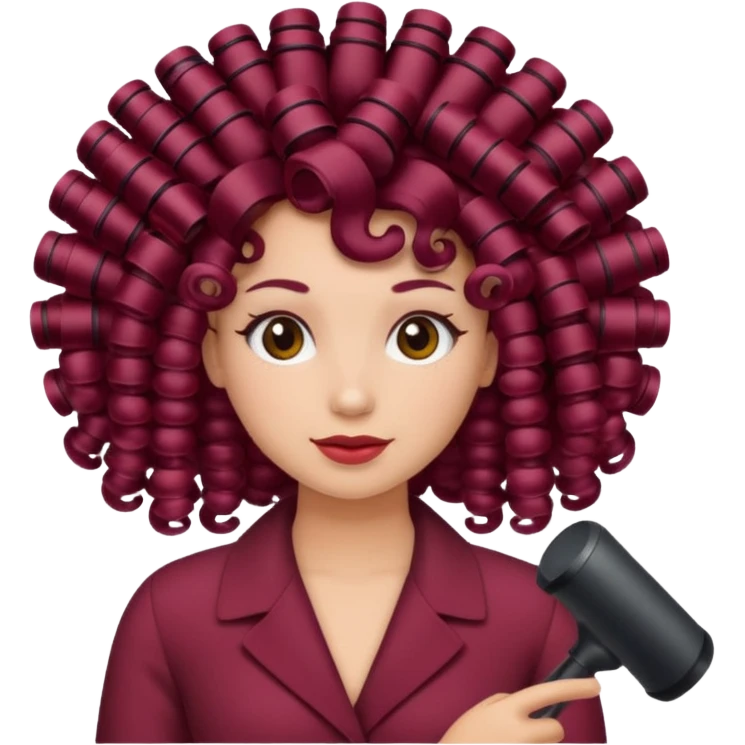 hair with burgundy hair rollers emoji