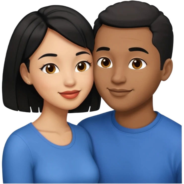 Ebony couple, light skin female with black hair, brown skin male with low haircut no bread kiss emoji