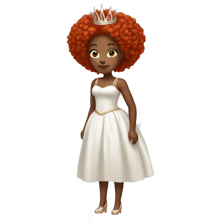 Black Queen with red hair and white dress emoji