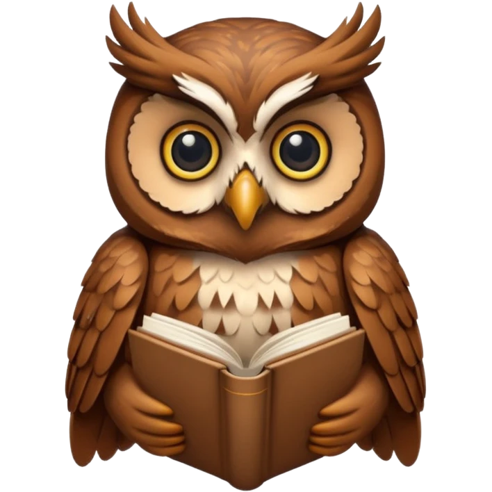 brown owl with book emoji