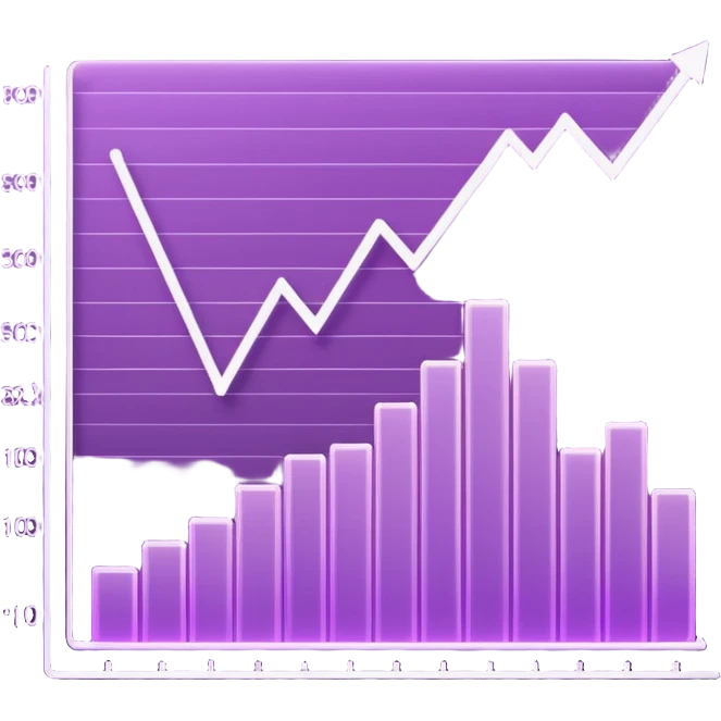 A purple holograph of line charts with multiple lines emoji