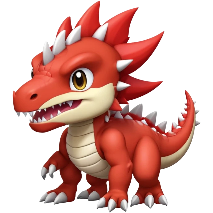 Cute Baby Chibi Digimon-Tyrantrum-Tyrunt-hybrid (full body) emoji