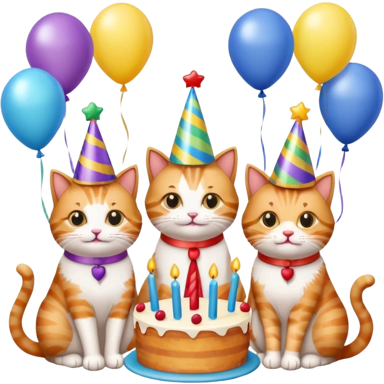 12 cats at a birthday party emoji