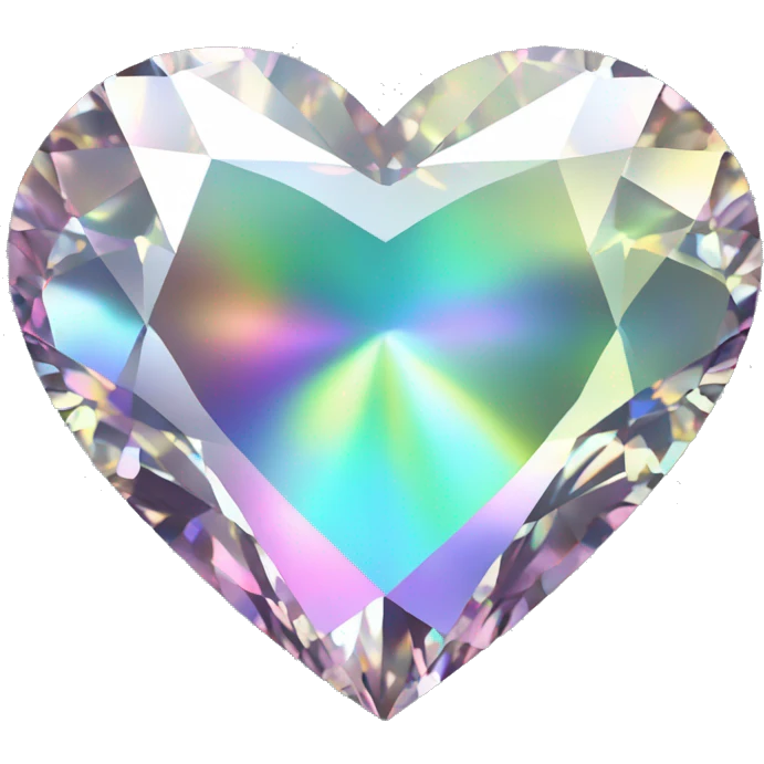 Heart shaped 56-carat iridescent diamond emoji