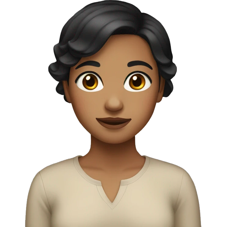 Girl with short black hair, tan and brown eyes  emoji