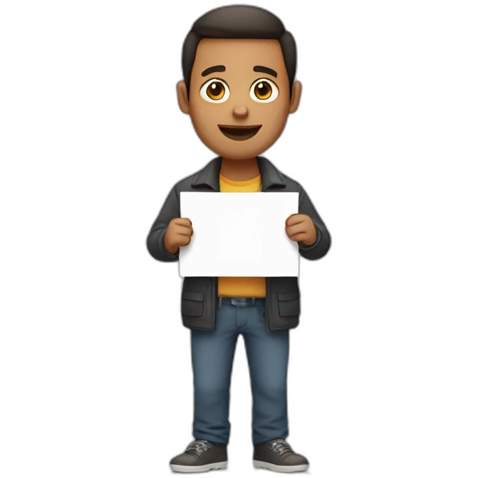 man holding sign that says 10 out of 10 emoji
