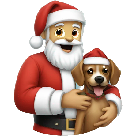 Santa holding dog emoji
