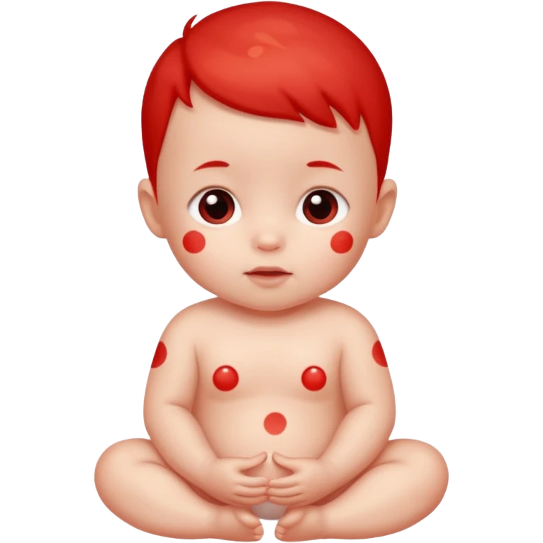 bebe com bolinhas vermelhas pequenas pelo corpo  emoji