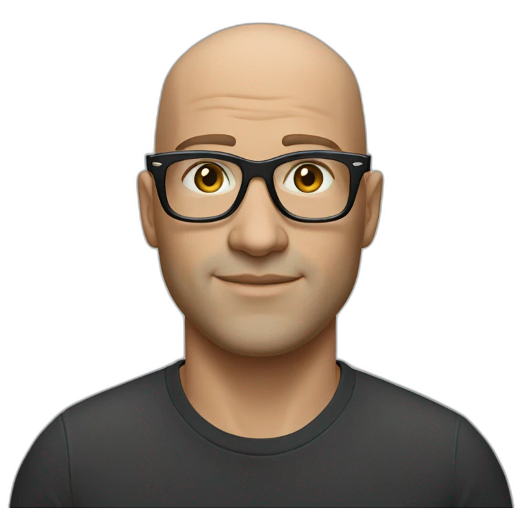 bald white man wearing black half rim ray ban glasses emoji