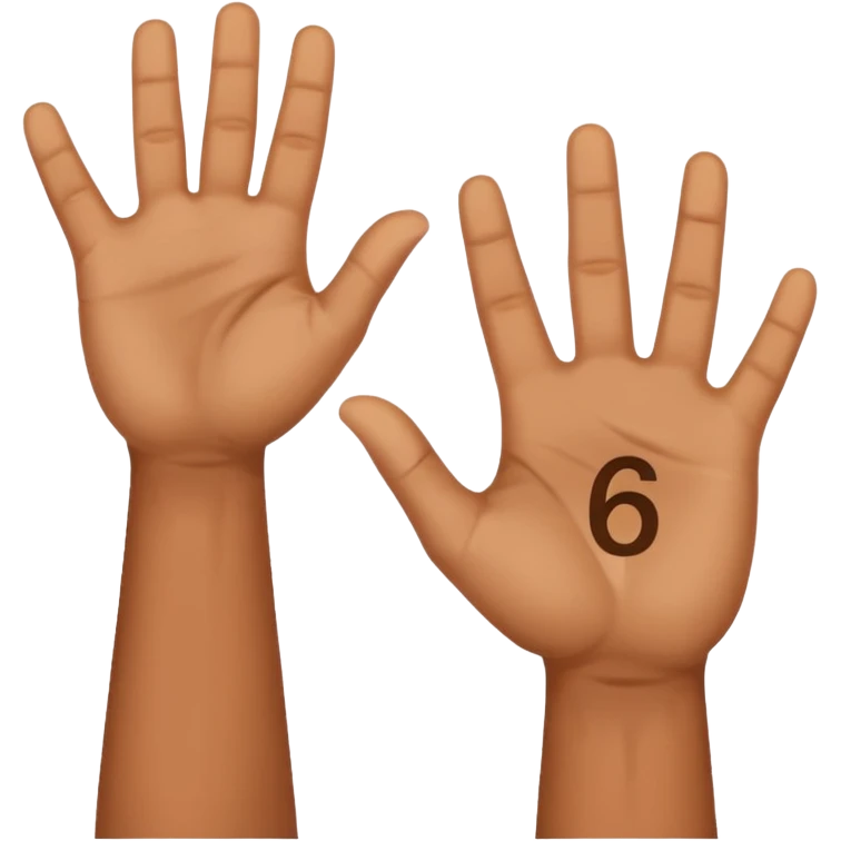 🤷🏻‍♂️ number 6 in left hand and number 7 in the right hand emoji