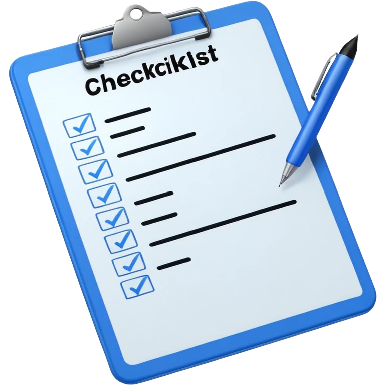 checklist on a clipboard with a blue clipboard emoji