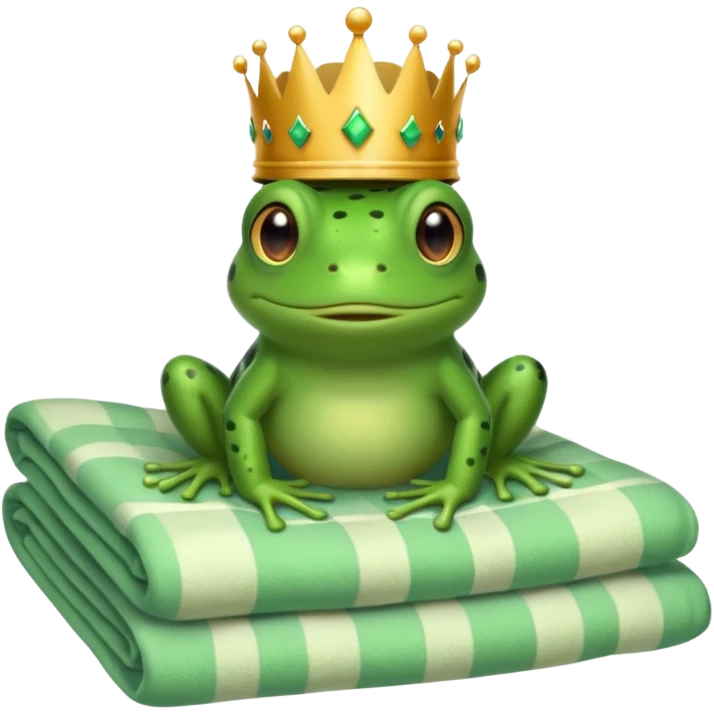 Frog with crown in bed emoji