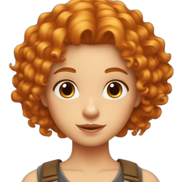 une fille aux cheveux roux long et frisés emoji