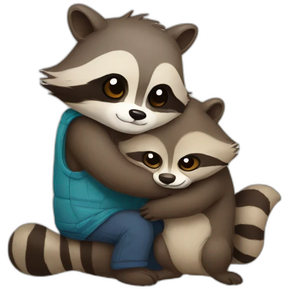 raccoon hug an otter emoji