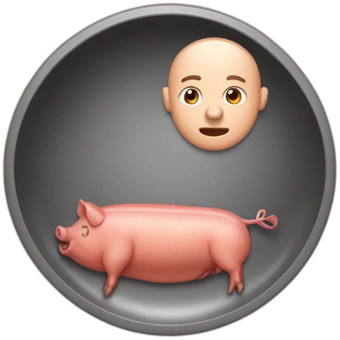 Human Pig roasting meat emoji