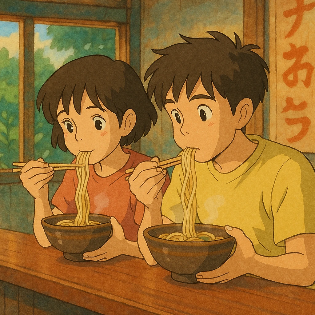 couple eating noodles emoji