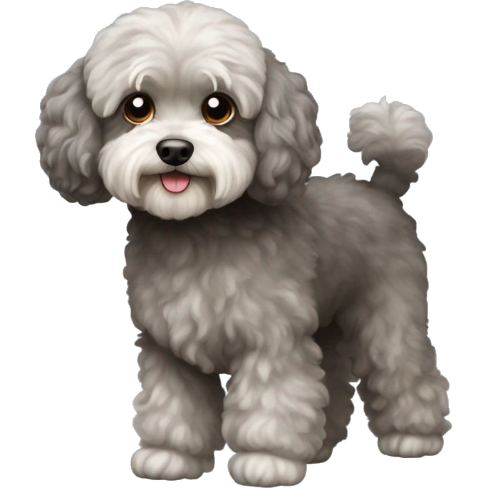 Old Dog maltipoo greying brown dark fur full body standing emoji