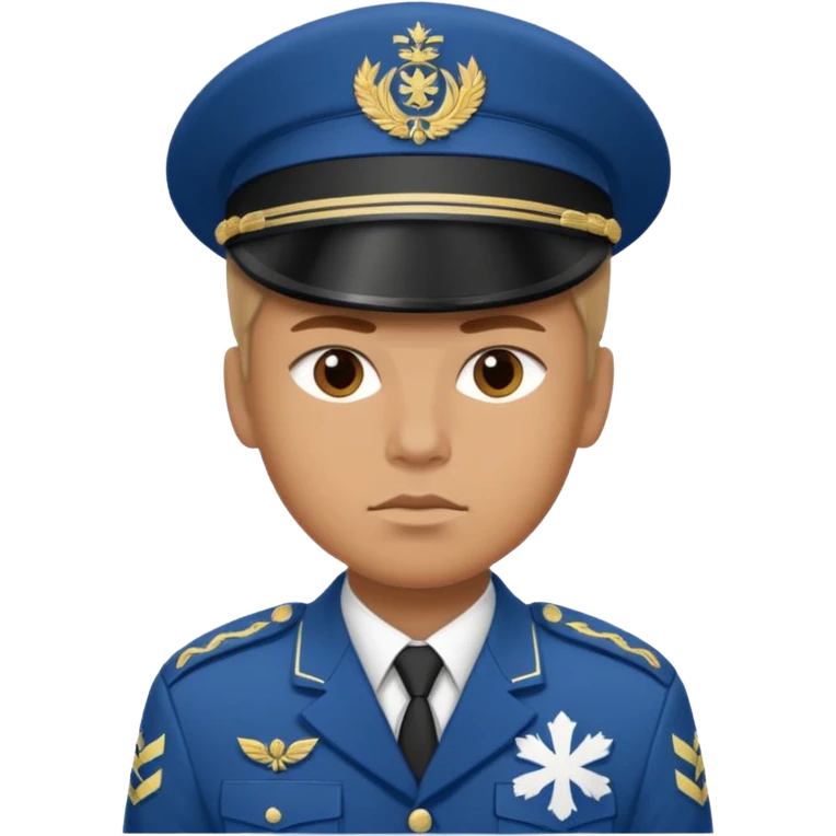 a serious realistic Finnish soldier in a white military uniform emoji