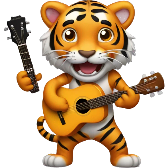 Tiger playing guitar emoji